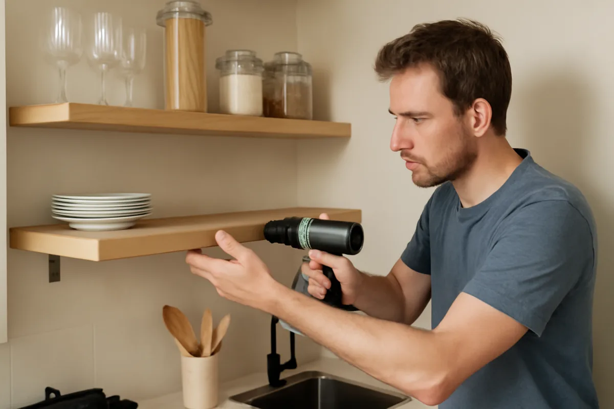 Realizzare mensole sospese in cucina: la soluzione fai da te che aumenta spazio e ordine